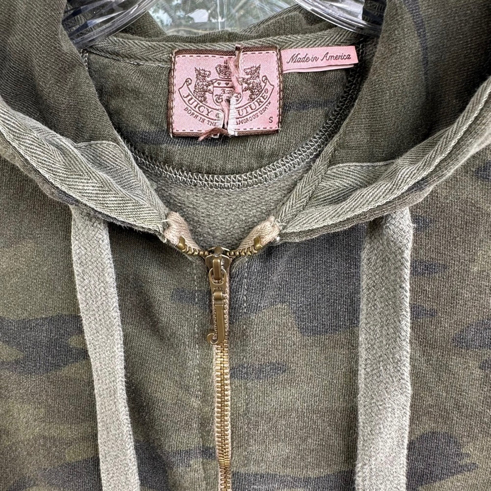 Juicy Couture Vintage Y2K Camo Sleeveless Hoodie Vest Camouflage Made in USA S - Picture 3 of 12